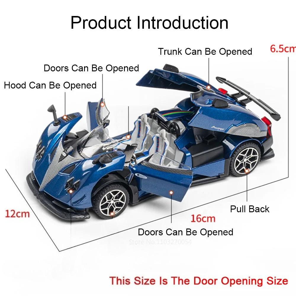 1:32 Pagani Zonda Hp R Miniature Car Diecast Alloy Model Toys Doors Opened Rubber Tire With Pull Back Vehices Collecting Hobbies