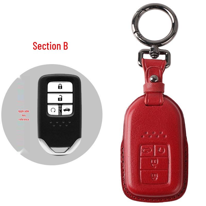 Genuine Leather Key Case for Honda Civic 11th Gen, Accord, Lingpai, Crown Road, CRV - Handmade Cowhide Key Bag