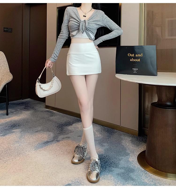 High-Waisted A-Line Short Skirt - Women's Spring Fashion with Anti-Exposure Style and Patchwork Design