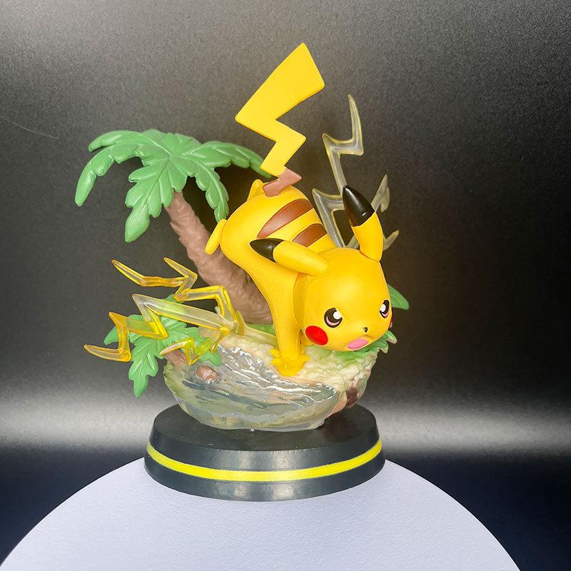 Anime Pokemon Figure Scene Pikachu Doll Action Figure Model PVC Statue Children Toy PVC Collection Desk Decoration Birthday Gift