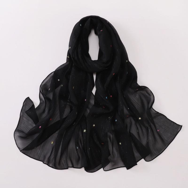 Silver Star Hot Drilling Chiffon Long Scarf Ethnic Fashion Women