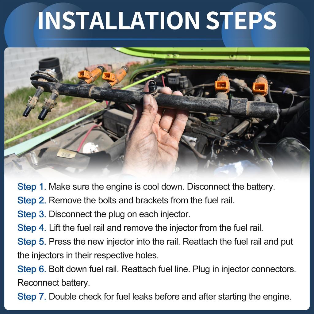 INFINAUTO Fuel Injector Nozzle No. 05037 479AA for Dodge Ram 1500 5.7L (2009-2010) and Dodge Ram 2500 5.7L (2009-2010), Black, Set of 8