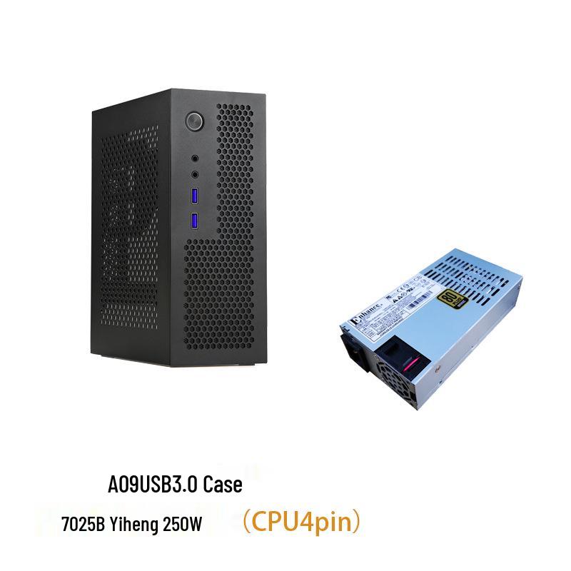 SKTC A09 Černá HTPC skříň, Stojící/Položená, Kompatibilní s ITX základní deskou, Malý 1U/Flex PSU