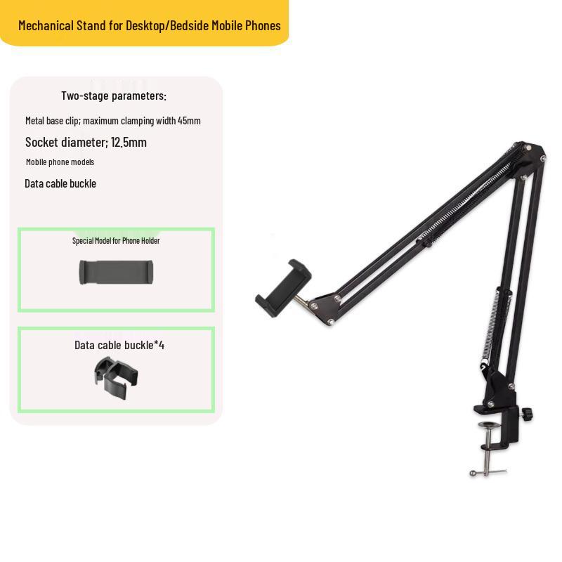 Desktop Streaming Microphone Stand with Fill Light, Boom Arm, and Phone Holder