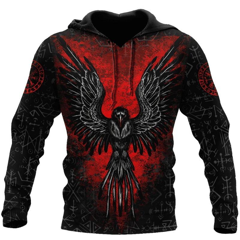 Tattoo Skeleton Cross Terror Red 3D Printed Men's Oversized Hoodie Sweatshirt Autumn Casual Tracksuits Bad Wolf Animal Clothing