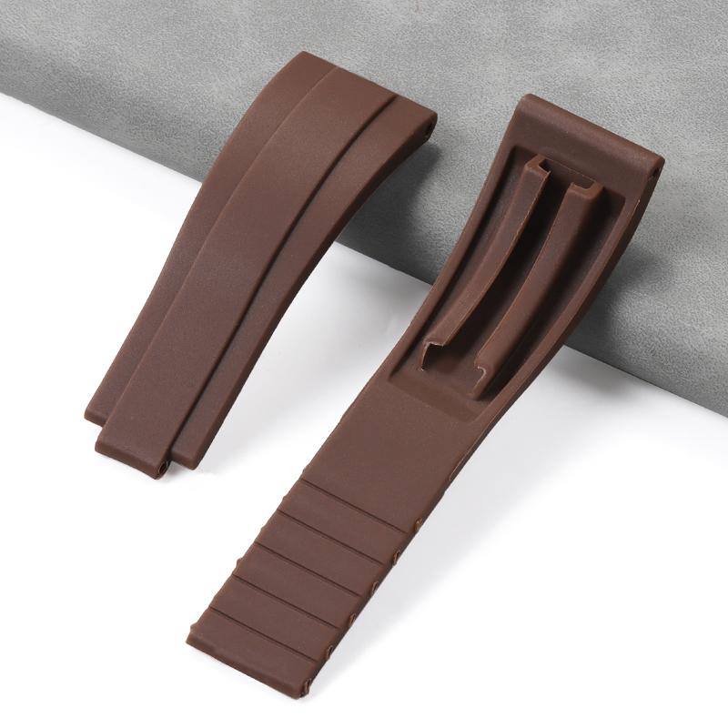 20mm for Rolex Rubber Band Watch GMT Daytona Submariner Silicone Waterproof Curved End Replacement Sport Watchband Fold Buckle