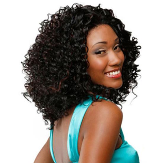 Women Synthetic Shoulder Length Curly Hair Extension Afro Wig Cosplay Costume