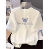 Women Round Neck Butterfly Print Short Sleeved T-shirt Casual Summer Regular Daily Casual Comfortable Women Fashionable T-shirt