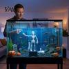 Spooky Halloween Decor Aquarium Dancing Skeleton, Bubble Driven Moving Joints Skeleton Underwater Skull Ornament, Realistic Swing