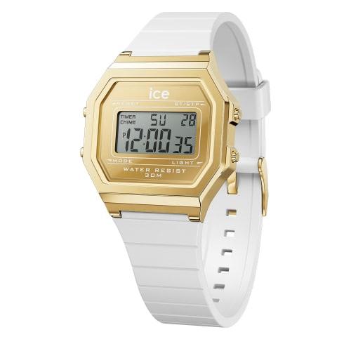 Authorized Ice-watch Watch, Men's and Women's, 022733, ICE Digit Retro, Metal, Gold, Mirror, White, Small, 32mm, Digital