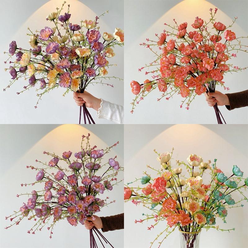 Pink Butterfly Flower Artificial Silk Flowers Wedding Party Fake Flower Decor Dining Table Decoration Home Aesthetic Art