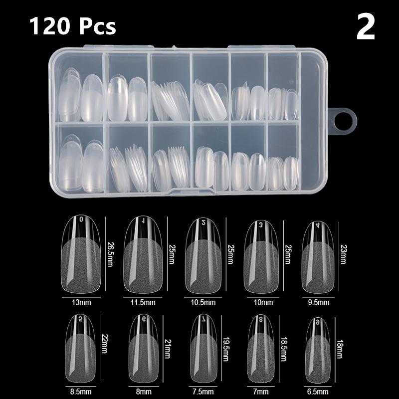 Artificial Fingertip Capsules for Nail Extension Luxury Almond French Coffin False Nail Tips Soft Gel Semi-matte Full Cover