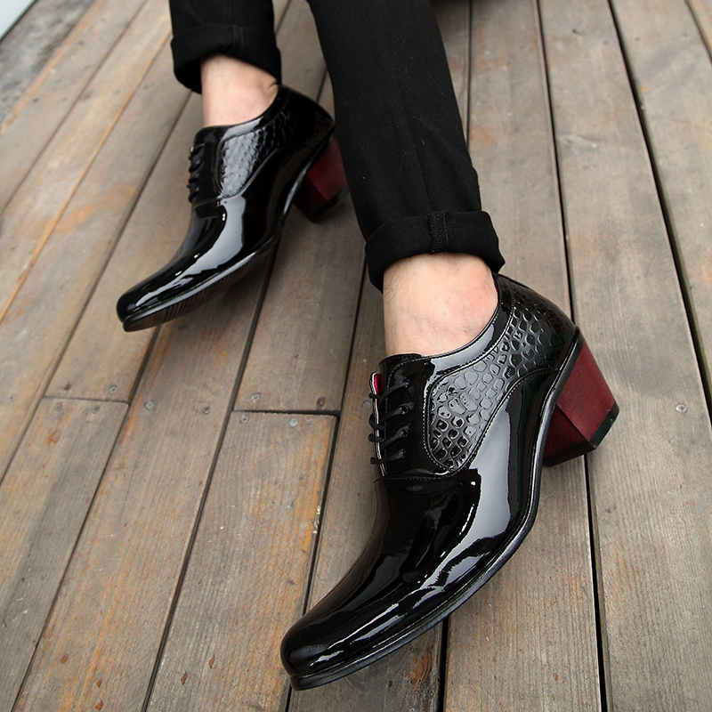 Fashion Men's Wedding Sneakers Heighten Leather Shoes Men Oxford Platform Shoes Pointed Toe Working Shoes High Heels Dress Sapatos G16
