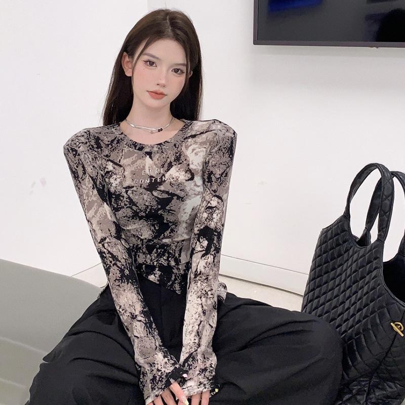 

Необычная женская футболка с длинным рукавом, винтажная уличная одежда, повседневные топы с тонкой сеткой, солнцезащитным кремом