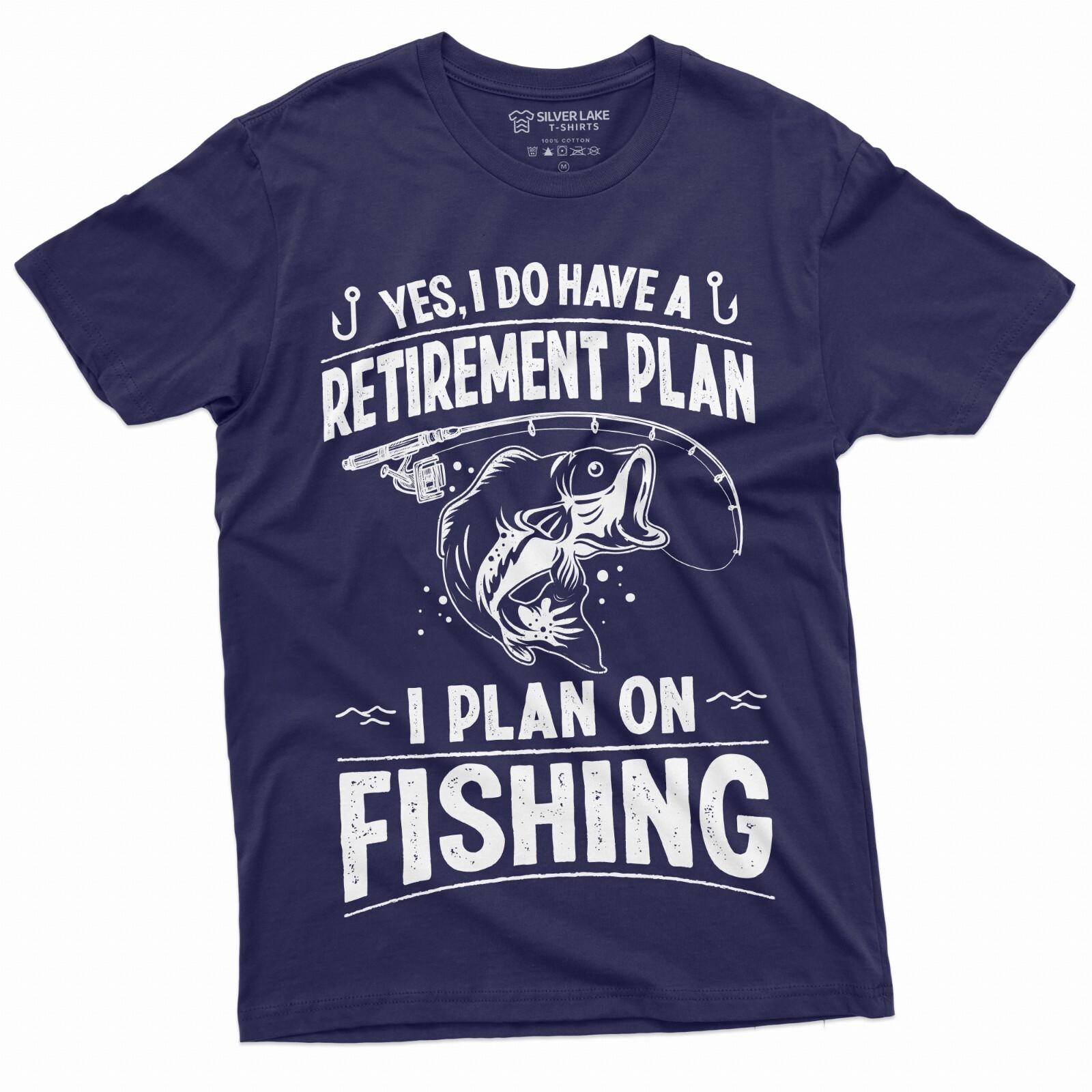 Retirement Plan Fishing T-shirt Mens Funny Retired Grandpa Dad Husband Tee Shirt 4XL