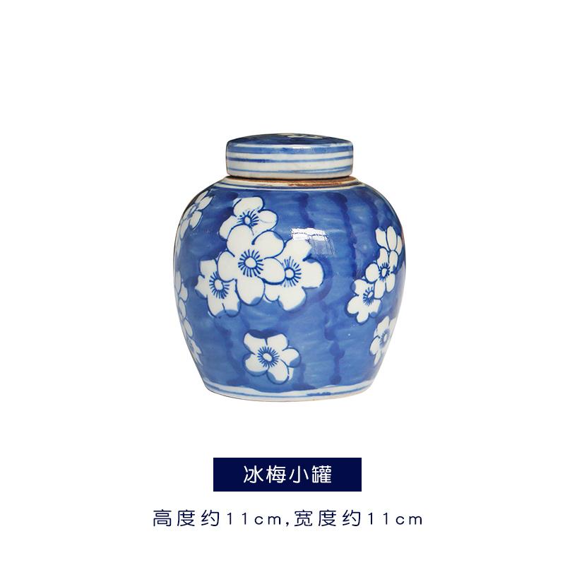

Classical Blue and White Porcelain Storage Jar Flower Vase Countertop Decoration Candy Tea Caddy Ceramic Vase Flowers Home Decor