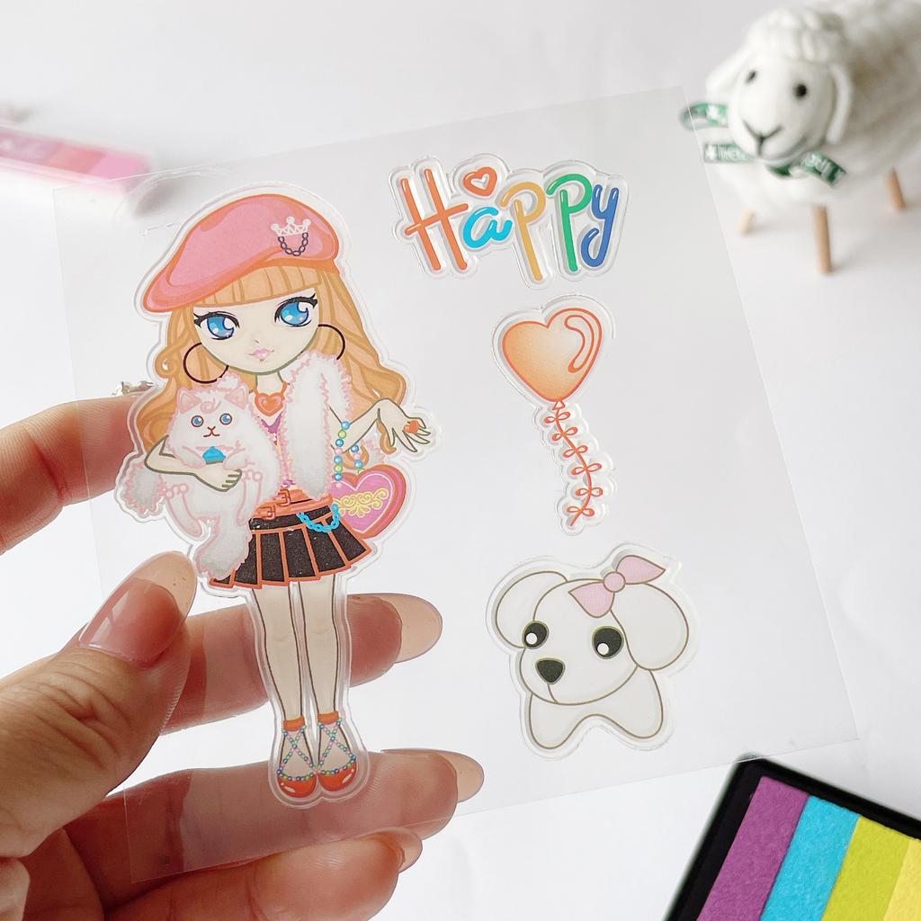 Music Girl Transparent Silicone Clear Stamps for Seal DIY Scrapbooking Photo Album Paper Card Animal Party Elephant Tiger 2023