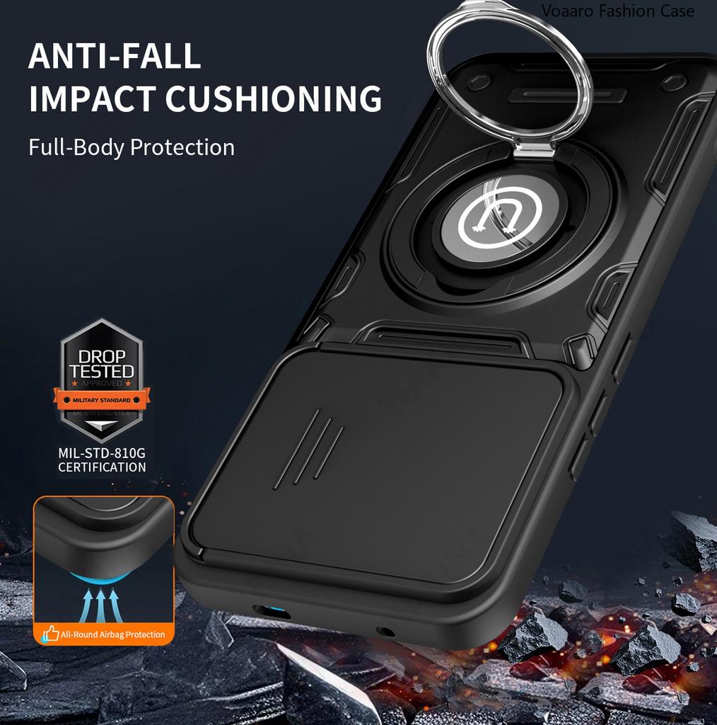 Slide Lens Camera Protection Funda for INFINIX HOT 50 PRO PLUS 4G Case Magnetic Rotate Ring Stand Holder Rugged Armor Cover