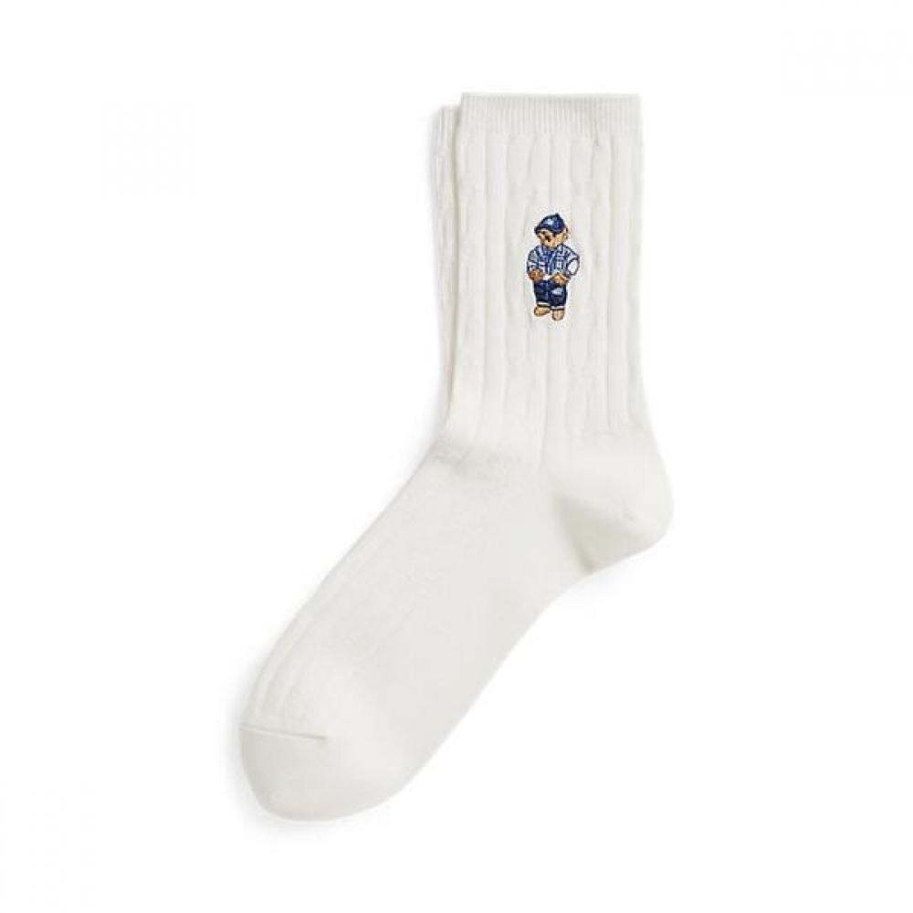Polo Ralph Lauren Men S Cable Knit Half Crew SockS Polo Bear mapohoS03421111101 ONE