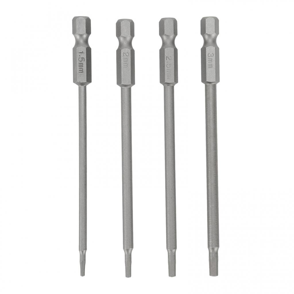 Screwdriver Bits Silver Quick Connection 4pcs 1/4 Hex Shank Magnetic Head