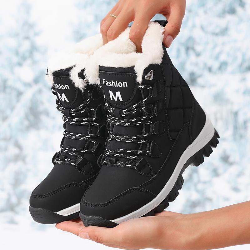 Women's Winter Ankle Boots Warm Non Slip Comfortable Lace Up Snow Boots Thick Plush Elegant Fashion Versatile Women's Long Boots