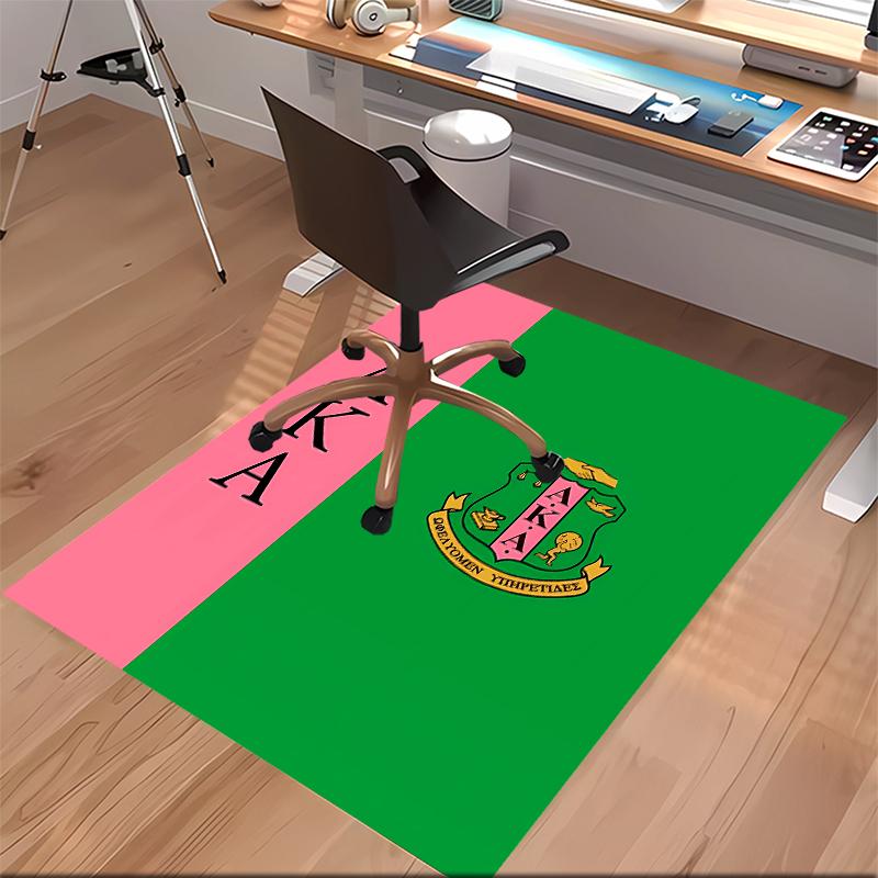 1pc AKA Logo Print Area Rug - Soft, Washable Non-Slip Indoor Mat for Office Chairs, Living Room, Home Office Decorative Rug