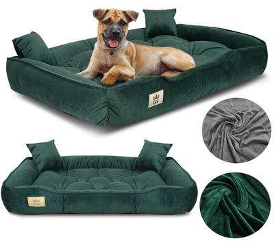 Cama de Veludo para Cão Gato Colchão Sofá Cercado Verde Cinza 4 tamanhos
