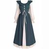 Abito Lungo Medievale Rinascimentale da Donna con Collo Arricciato Maniche a Lanterna Corsetto Allacciato Abito da Contadina Vintage Cottagecore Festa di Halloween Cosplay Abito Lungo