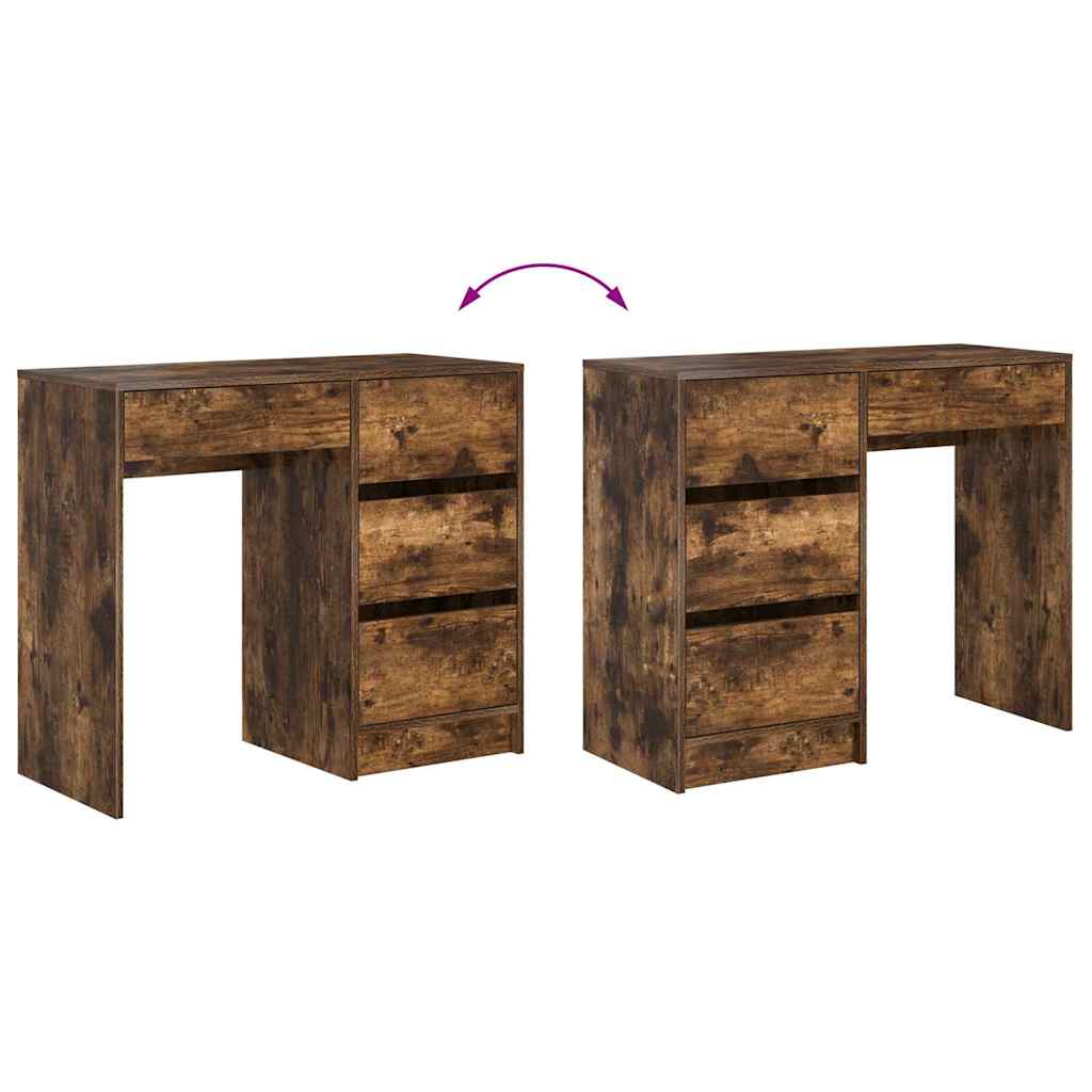Desk Smoked Oak 90 x 37.5 x 75 cm Wood Based Material