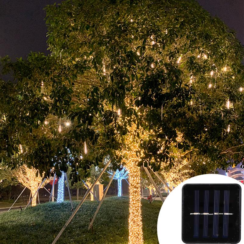 Multicolor Remote-Control LED Solar String Lights, Outdoor Holiday Decoration, 8 Modes.
