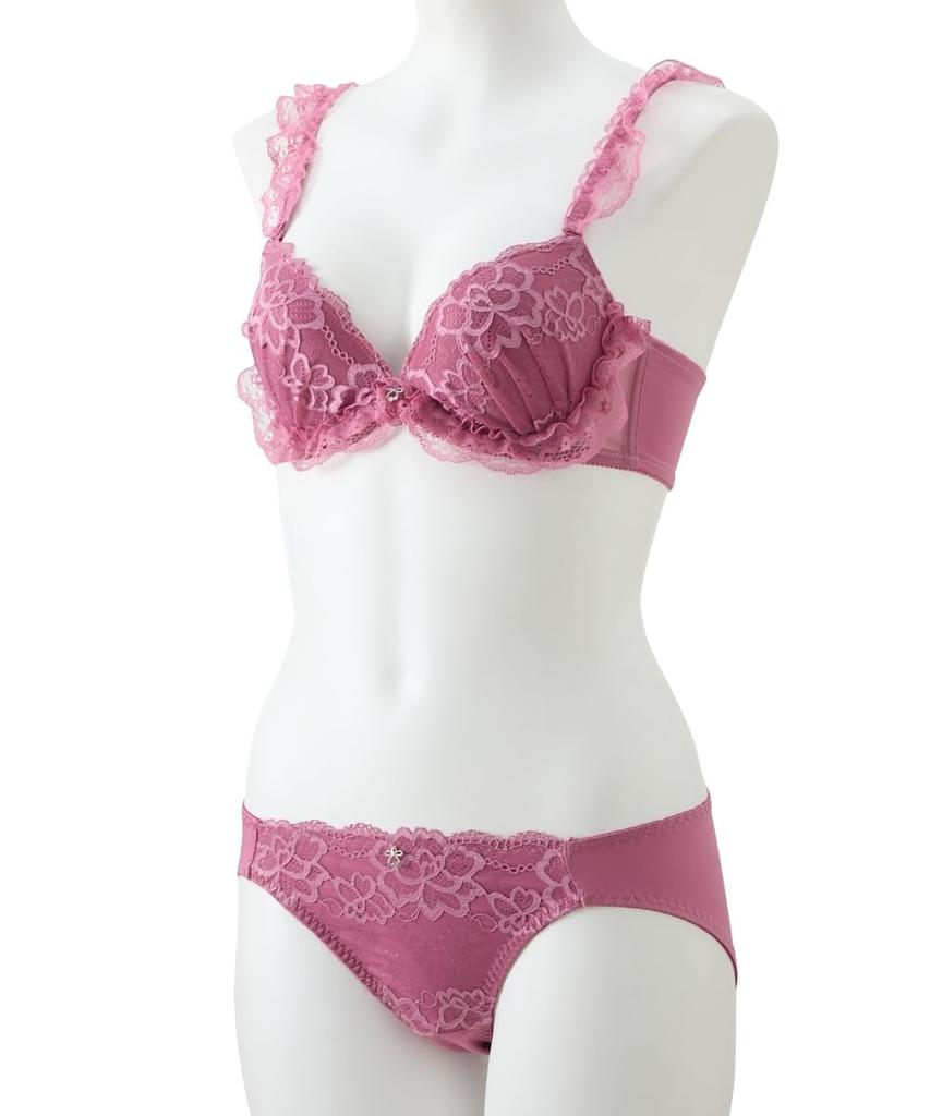 Inner Frill Lace High Side Bra and Shorts Dark [Nissen] Set, Set, Women's, Gray, H85/LL