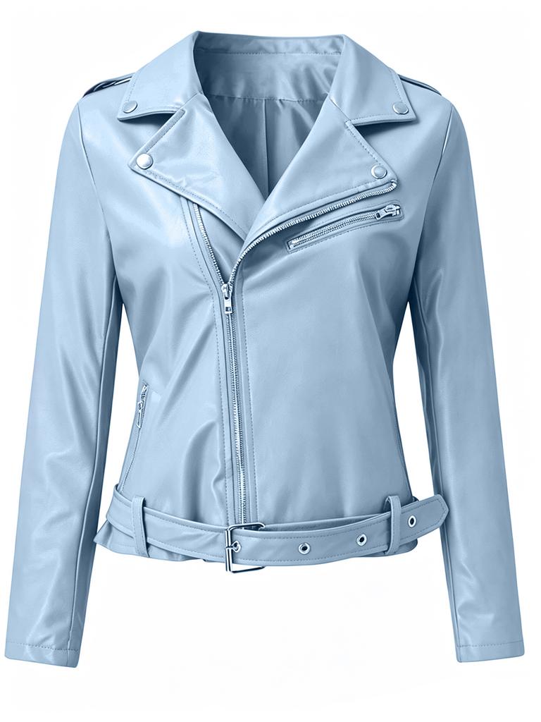 New women's short PU leather jacket motorcycle jacket slim and thin European and American style fashion versatile coat