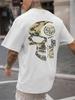 Men's Summer 100% Cotton Tokyo Casual Pattern Printed Fashionable and Casual Loose Round Neck Short Sleeved T-Shirt Top