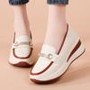 Women Slip on Platform Loafers Casual Leather Business Office Shoes Thick Sole Height Increase Shake Shoes Large Size