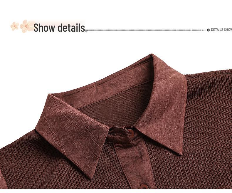 Spring Casual Polo Neck Shirt for Middle-Aged Mothers (40-49)