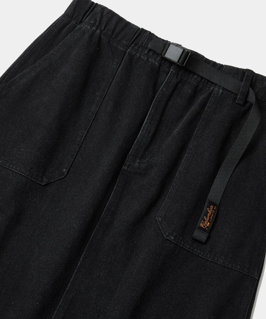 COLUMBIA UNIVERSITY Sl-Label Belted Denim Skirt Black Denim
