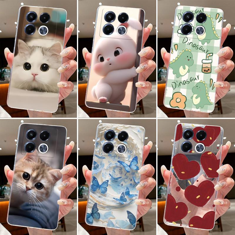 Jelly Casing For Infinix Note 40 5G X6851 X6852 Fundas Capa Clear Silicone Soft TPU Back Cover Cute Cat Rabbit Heart Phone Case