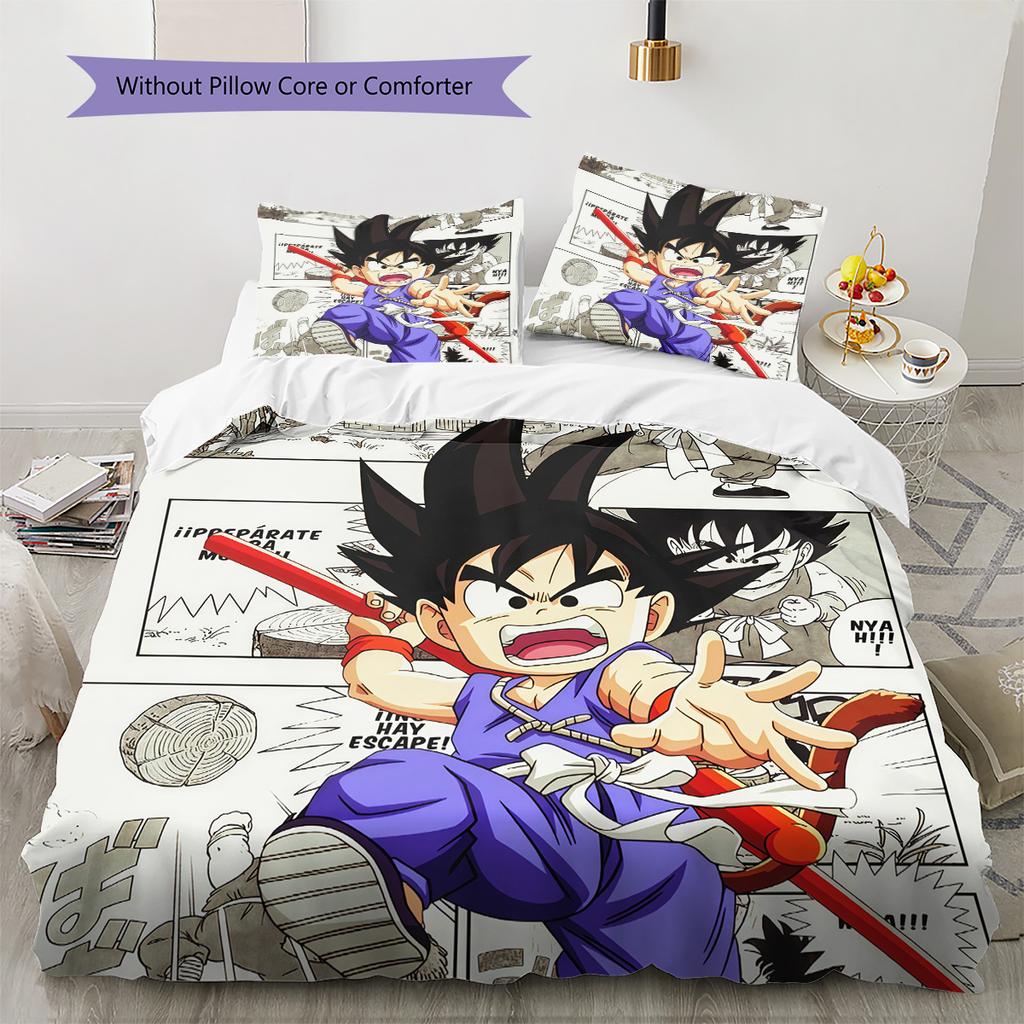 Dragon Ball Kid Goku Childhood Bedding Set, 1 Duvet Cover & 2 Pillowcases, Home Decor, Perfect Gift for Dragon Ball Fans
