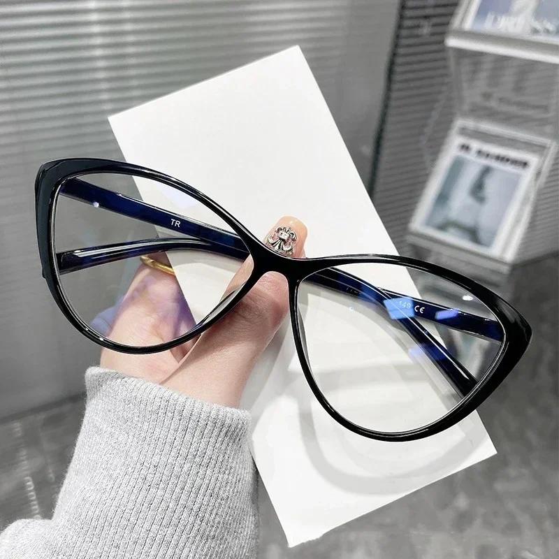 Leisure Simplicity Cat Eye Near Sight Eyewear Unique Ultra Light Comfortable Anti-Blue Light Myopia Eyeglasses 0 TO -4.0