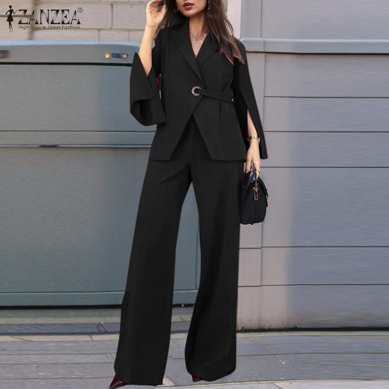 ZANZEA Dámské kardiganové topy a kalhoty ležérní dvoudílné sady obleků