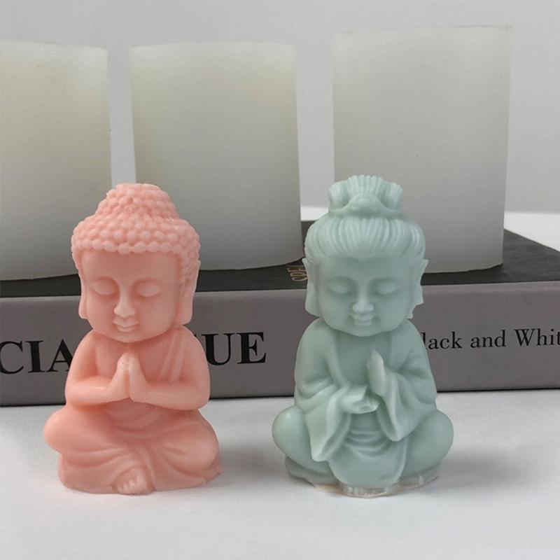 Buddhas Monk Shape Silicone Molds DIY Epoxy Resin Molds Table Ornament Mould Candle Plasters Making Tool Easy-to Clean