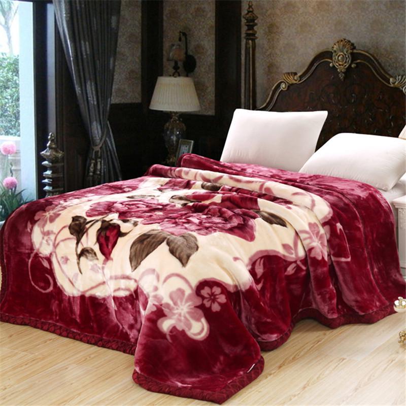Double-Layer Thickened Raschel Blanket - Winter Warm Quilt & Mattress Cover for Weddings, Air Conditioning, and More.