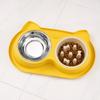 Yousheng Double Bowls Pet Feeder, Slow Feeder Bowl And Stainless Steel Bowl, Spill-Proof Anti-Slip Water And Food Bowl Set for Indoor Cats Dogs