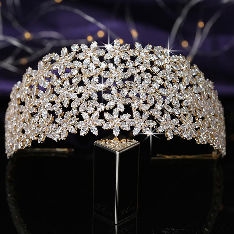 Crown Headband Flowers Design Temperament Women Wedding Bridal Hair Accessories Party Tiaras and Crowns Zircon BC5460 Corona