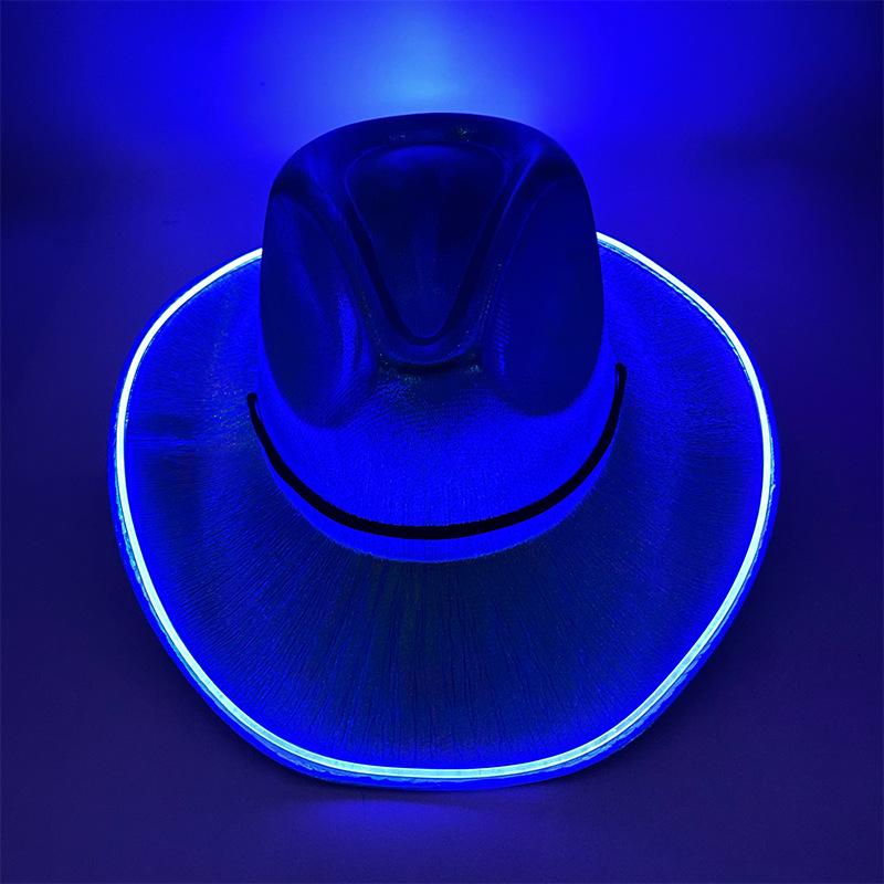 Iridescent LED Light-Up Cowboy Hat for Cosplay & Halloween