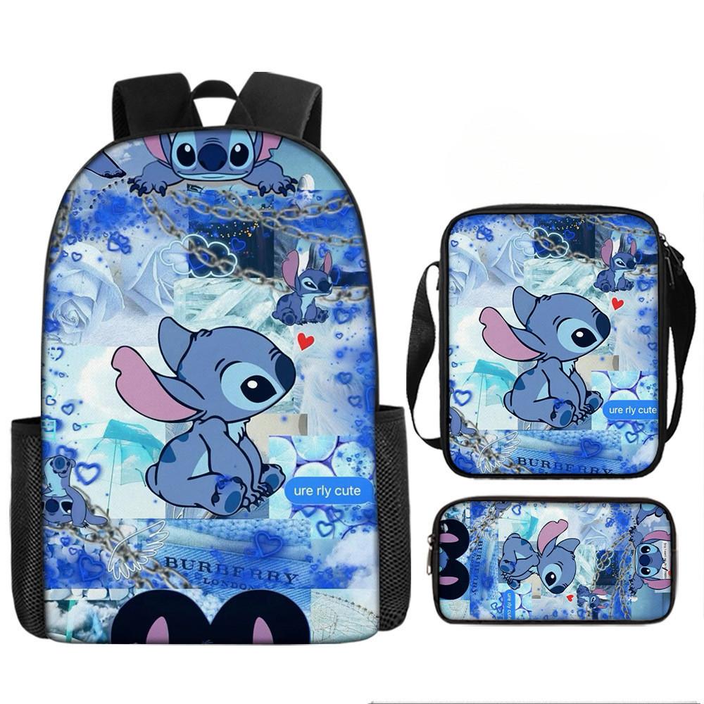 Disney Stitch School Backpack Oxford Cloth Lightweight Breathable Bookbag For Kids
