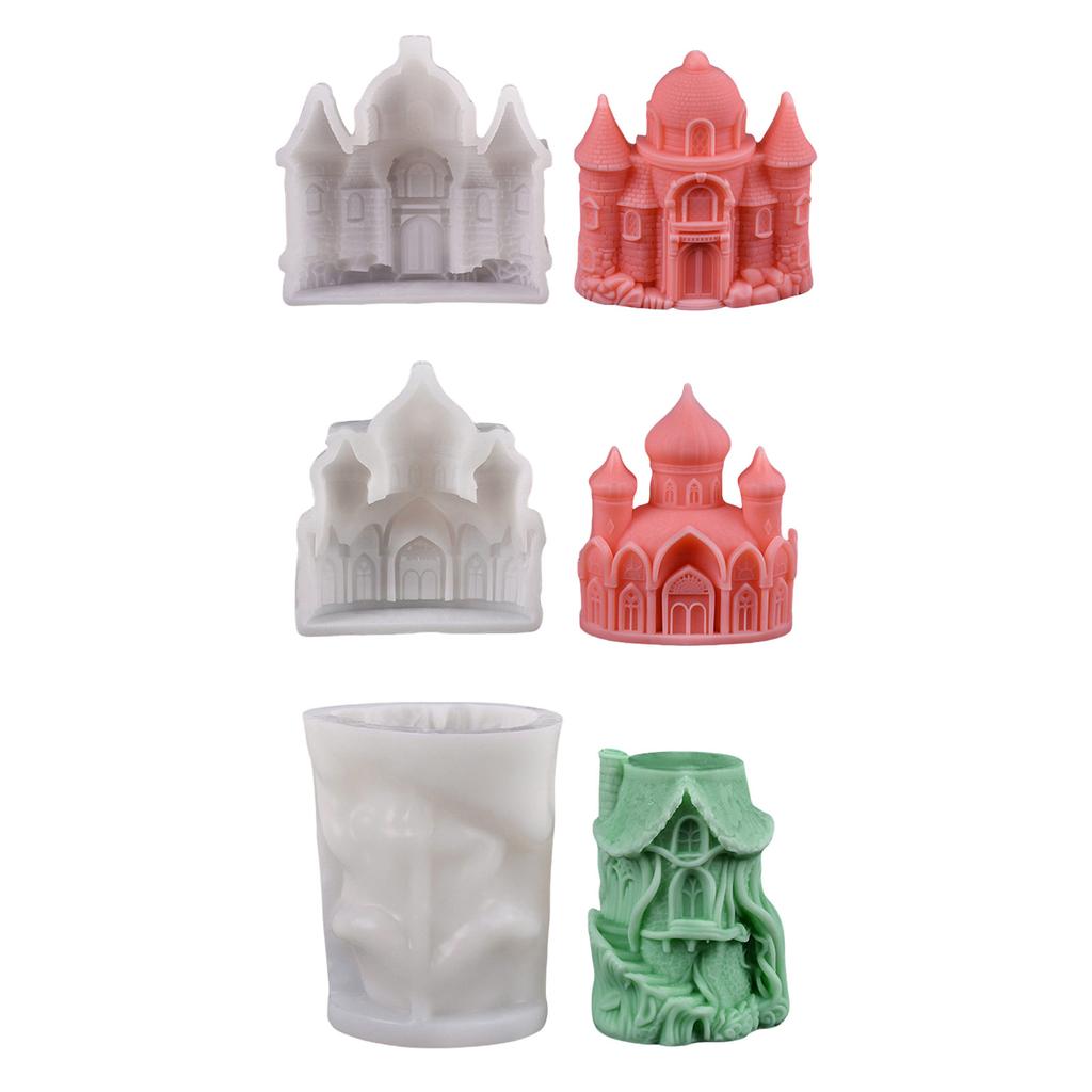 3D Castle Candle Mould Ornament Handmade Castings Molds Ancient Castle Silicone Molds Plasters Molds Craft Supplies