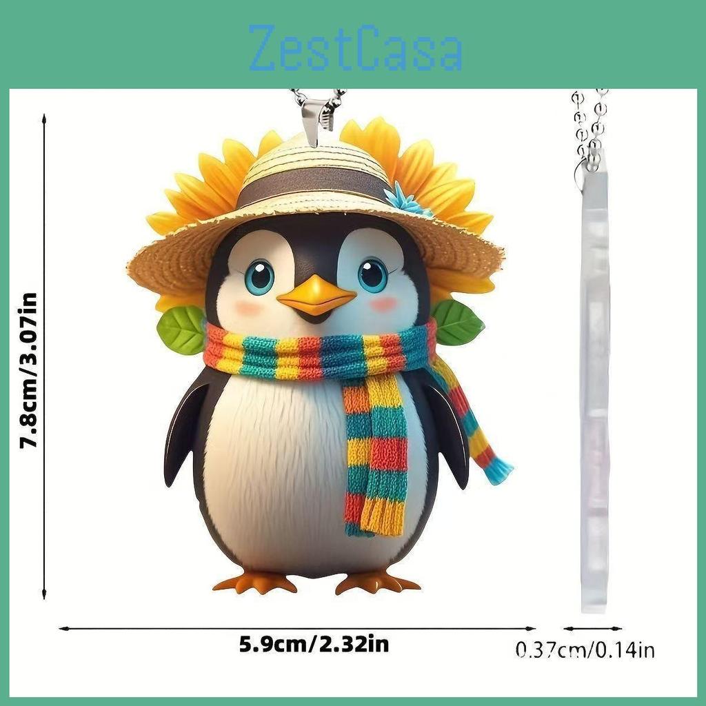 Scarf Cute Hat Penguin Cartoon Pattern Pendant Car Decoration Accessories