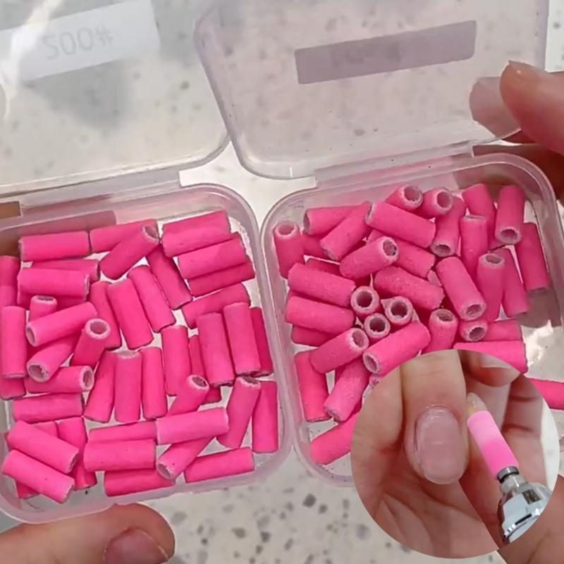 50Pcs Nail Sanding Bands With Mandrel Bit for Acrylic Nails Gel Manicure and Pedicure Tools 180-200 Grit Nail Care