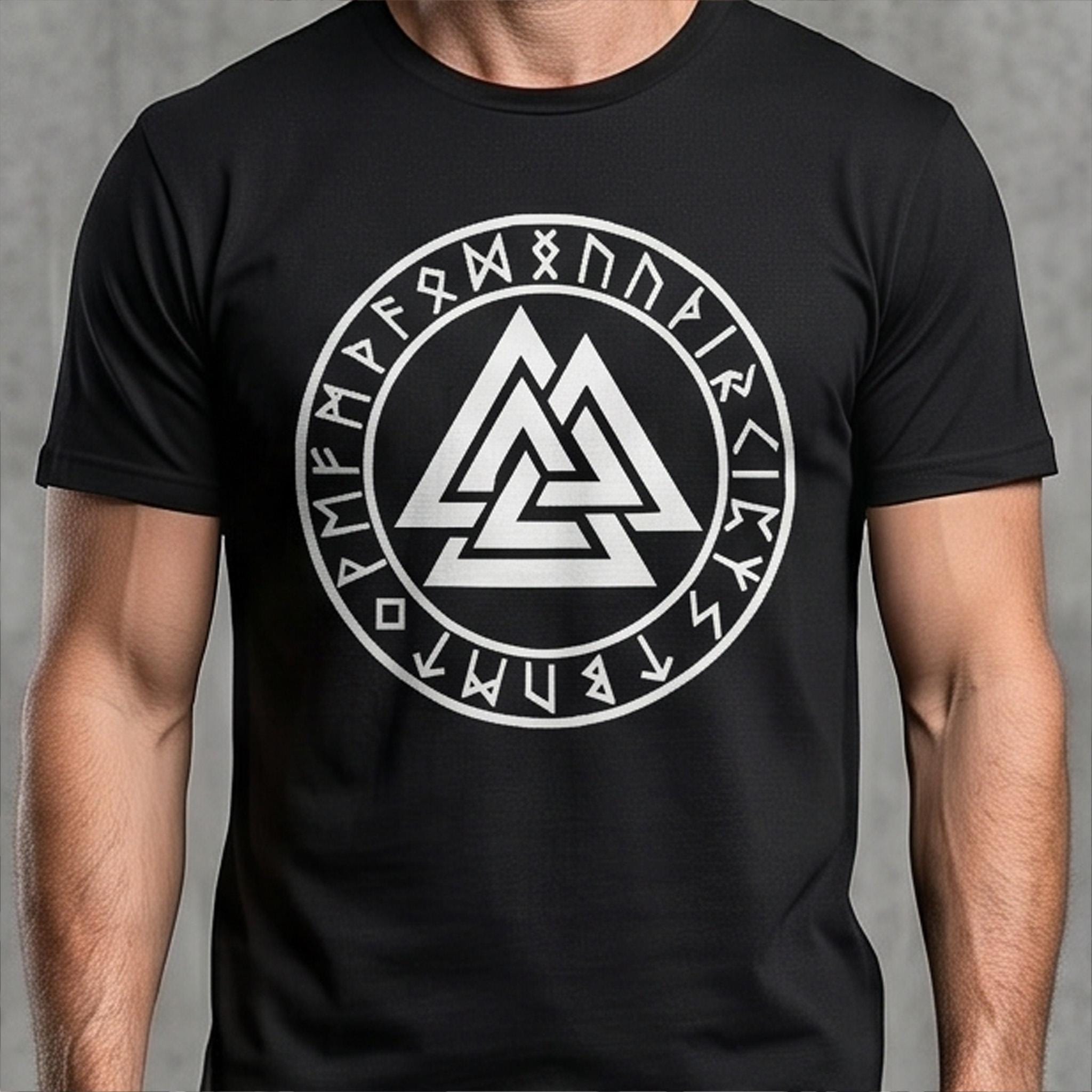 Valknut Runes Men T Shirt Odin Symbol Norse Mythology Viking Tees S
